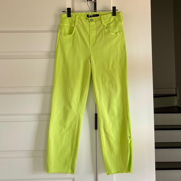 Liverpool Los Angeles Lime Green Gia Glider Pull-On Split Hem Ankle Jeans~Size 8 - Picture 2 of 8